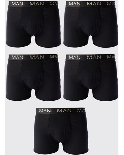 BoohooMAN 5 Pack Gold Dash Boxers In Black