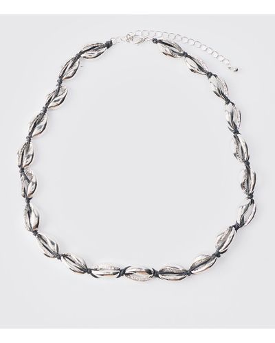 BoohooMAN Shell Charm Rope Necklace - Grau