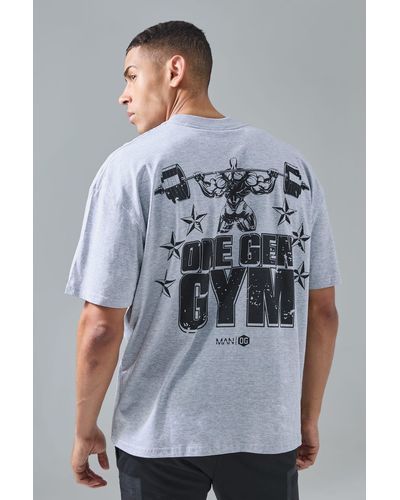 BoohooMAN Man Active X Og Gym Oversized Xxl Back Print T-shirt - Grey
