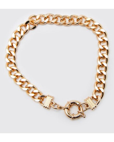 Boohoo Chunky Chain And Padlock Bracelet - Metallic