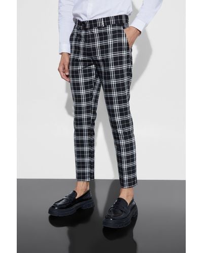 Mens Plaid Dress Pants Flat-Front Slim Fit Windowpane Prom Trousers – MOGU  SUIT