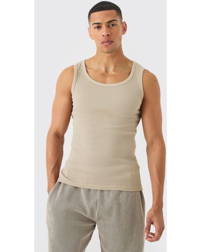 BoohooMAN Ribbed Muscle Fit Vest - Weiß