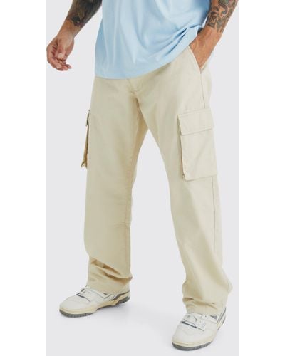 BoohooMAN Fixed Waist Relaxed Fit Cargo Trouser - Blue