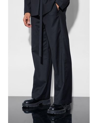 BoohooMAN Wide Fit Suit Trousers - Blue