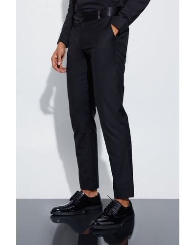 BoohooMAN Slim Fit Tuxedo Suit Trousers - Schwarz