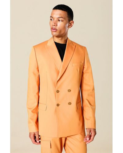 BoohooMAN Tall Oversized Double Breasted Suit Jacket - Orange