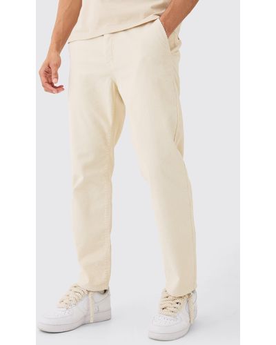 BoohooMAN Relaxed Tapered Cord Trouser In Sand - Natural