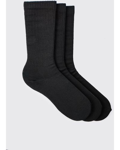 Boohoo 3 Pack Plain Sport Socks - Black