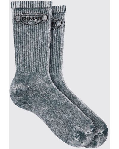 BoohooMAN Acid Wash Bhm Socks In Charcoal - Gray