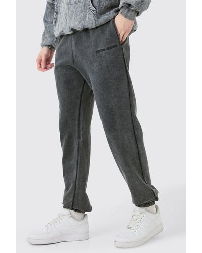 BoohooMAN Tall Core Fit Limited Laundered Jogger - Gray