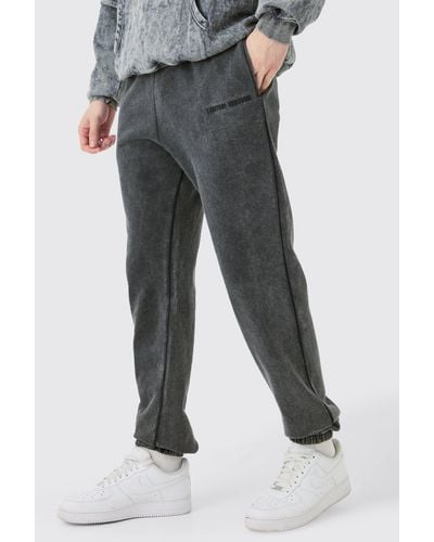 BoohooMAN Tall Core Fit Limited Laundered Jogger - Grey