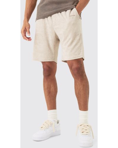 Boohoo Loose Fit Mid Towelling Homme Shorts - Neutro