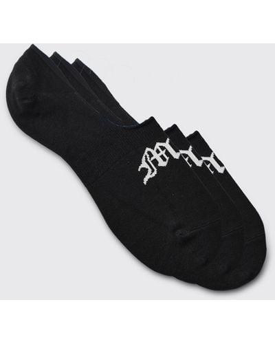 BoohooMAN 3 Pack Gothic Man Invisible Socks - Black