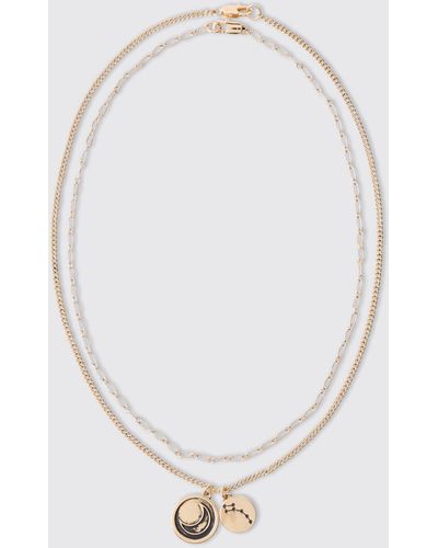 BoohooMAN Longer Length Pendant Necklace - Weiß