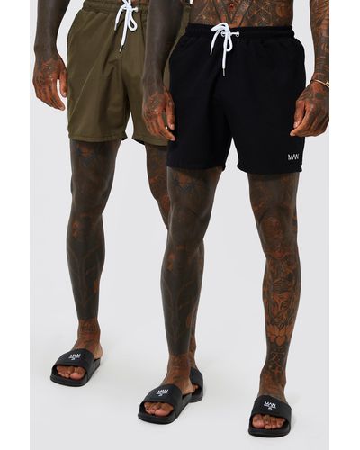 Boohoo Original Man 2 Pack Mid Swim Shorts - Multicolor