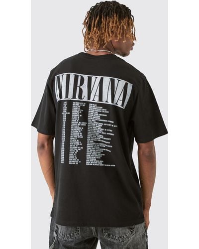 Boohoo Tall Nirvana Tour Dates Back Print License T-shirt - Black