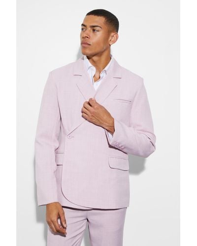BoohooMAN Slim Crop Plain Suit Trousers - Pink