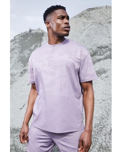 Boohoo Man Active Camo Oversized Performance T-shirt - Purple