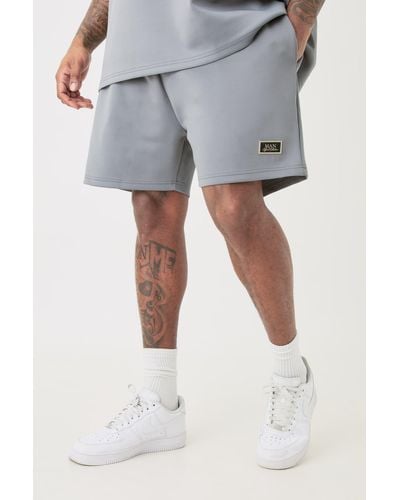 BoohooMAN Plus Relaxed Fit Scuba Short - Grey