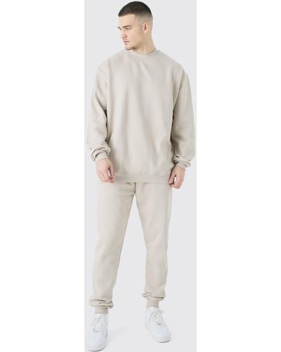 BoohooMAN Tall Offcl Oversized Extended Neck Sweatshirt Tracksuit - Multicolour