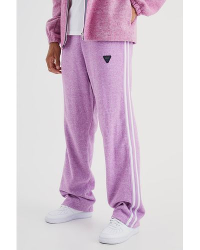 BoohooMAN Tall Relaxed Brushed Heavyweight Taped Jogger - Purple
