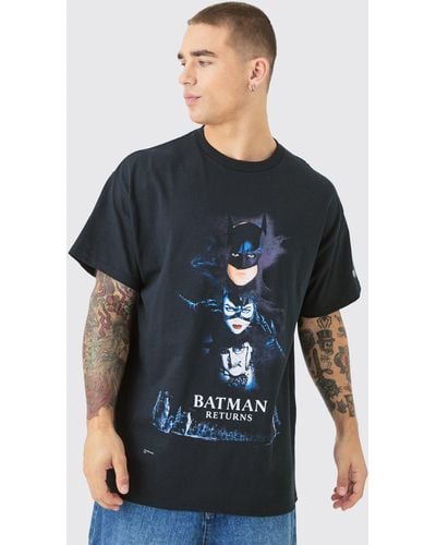 BoohooMAN Oversized Batman Returns License T-shirt - Blue
