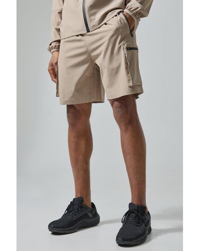 BoohooMAN Man Active Cargo Shorts - Natural