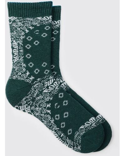 BoohooMAN Bandana Print Socks - Green