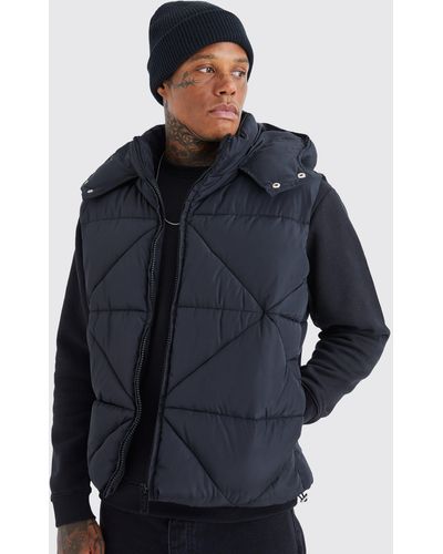 BoohooMAN Abstract Quilted Gilet - Black