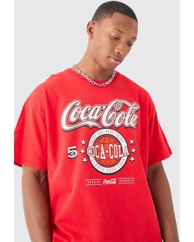BoohooMAN Oversized Coca Cola License T-shirt - Red