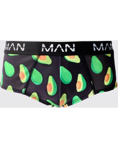 BoohooMAN Man Unterhose mit Avocado-Print - Grün