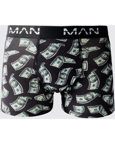 BoohooMAN Man Dollar Bills Printed Boxers - Black