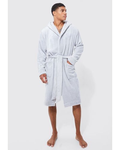 BoohooMAN Hooded Bathrobe/robe - Grey