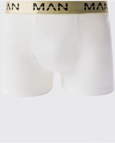 BoohooMAN Roman Gold Waistband Boxers In White