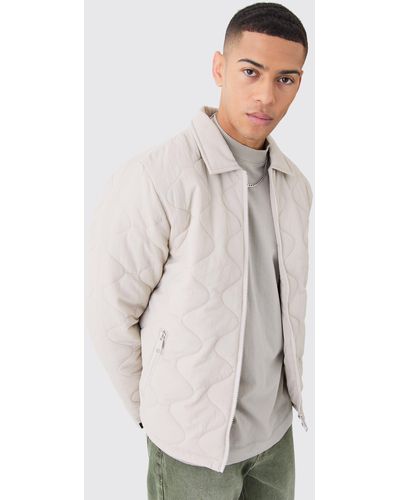 BoohooMAN Onion Quilted Collared Jacket - White