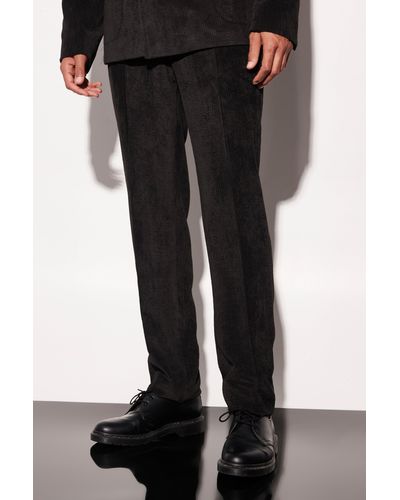 BoohooMAN Tall Slim Cord Suit Trousers - Black