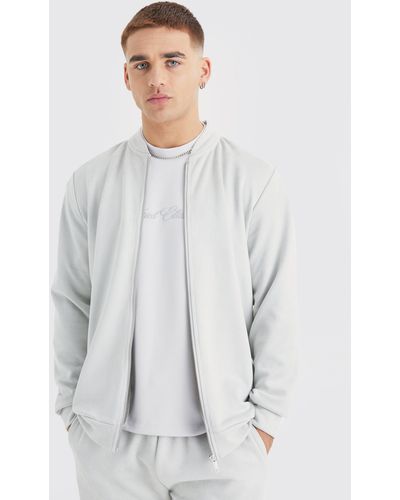 Boohoo Chaqueta Bomber Elegante De Ante Sintético Con Cremallera - Blanco