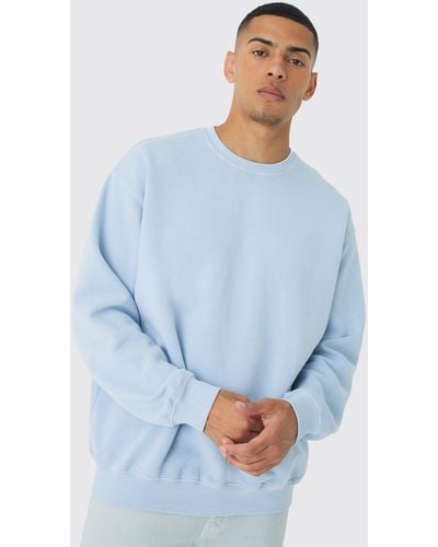 BoohooMAN Oversized Washed Sweatshirt - Blue