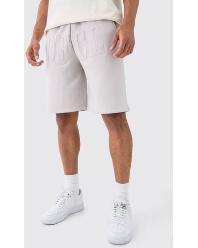 BoohooMAN Oversized Offcl Embossed Short - Weiß