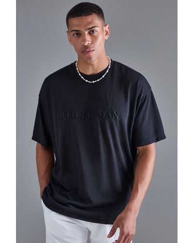 BoohooMAN Overszied Limited 3d Embroidered Burnout Mesh T-shirt - Grau