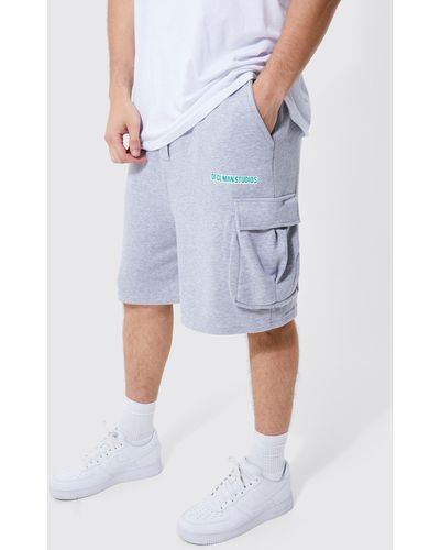Boohoo Tall Oversized Drop Crotch Ruched Cargo Short - Blue