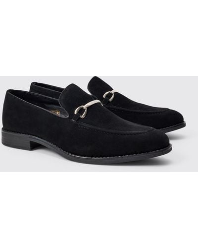 Boohoo Faux Suede Snaffle Loafer - Black