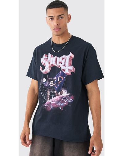 BoohooMAN Oversized Ghost License T-shirt - Blue