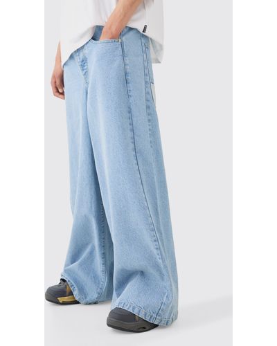 BoohooMAN Extreme Wide Fit Jeans In Ice Blue