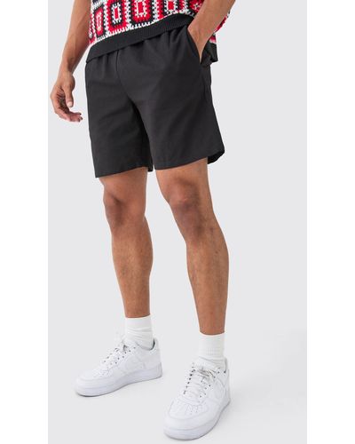 BoohooMAN Linen Mix Smart Shorts - Black
