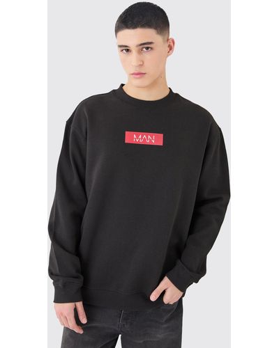 BoohooMAN Man Print Sweatshirt - Black