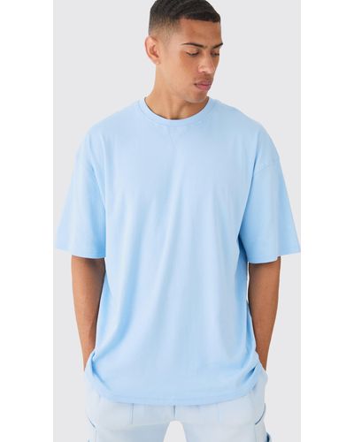 BoohooMAN Premium Oversized Super Clean Interlock T-shirt - Blue