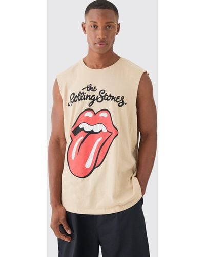 BoohooMAN Oversized Rolling Stones License vest - Rot