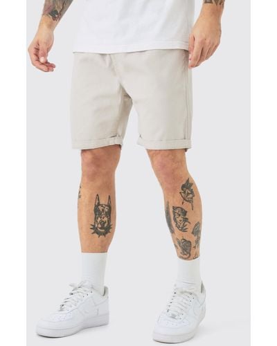 BoohooMAN Slim Fit Elastic Waist Bermuda Shorts - Grey