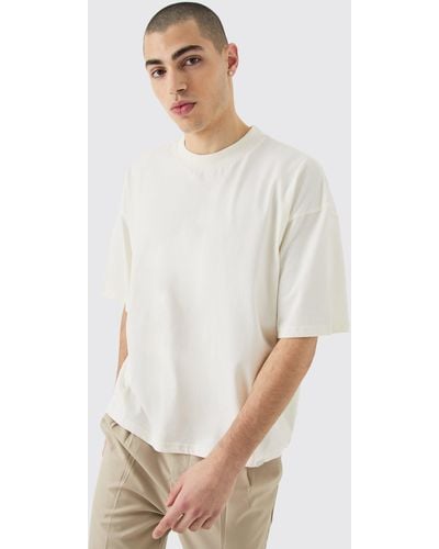BoohooMAN Oversized Extended Neck Boxy Heavyweight T-shirt - White